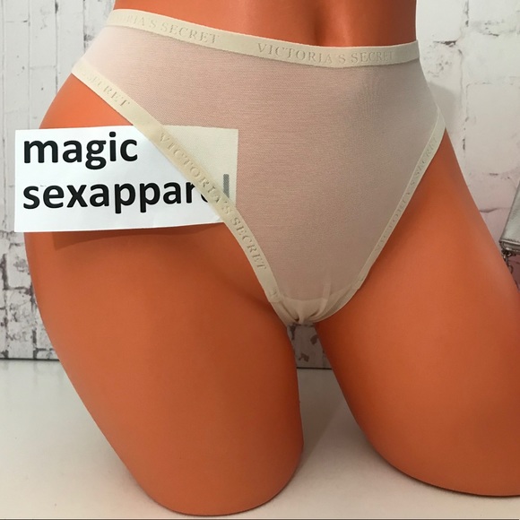 VS S XL LUXE BRAZILIAN PANTY LOGO SHEER MESH TRIM - Picture 2 of 2